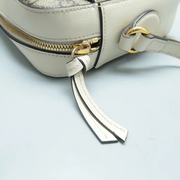 100% Authentic GUCCI Horsebit 1955 Brown&White Canvas Shoulder Bag 945-12524 - Picture 8 of 12